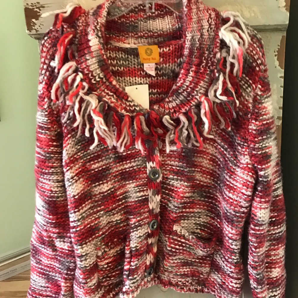 Ladies Sweater Jacket/Ruby Red - image 2